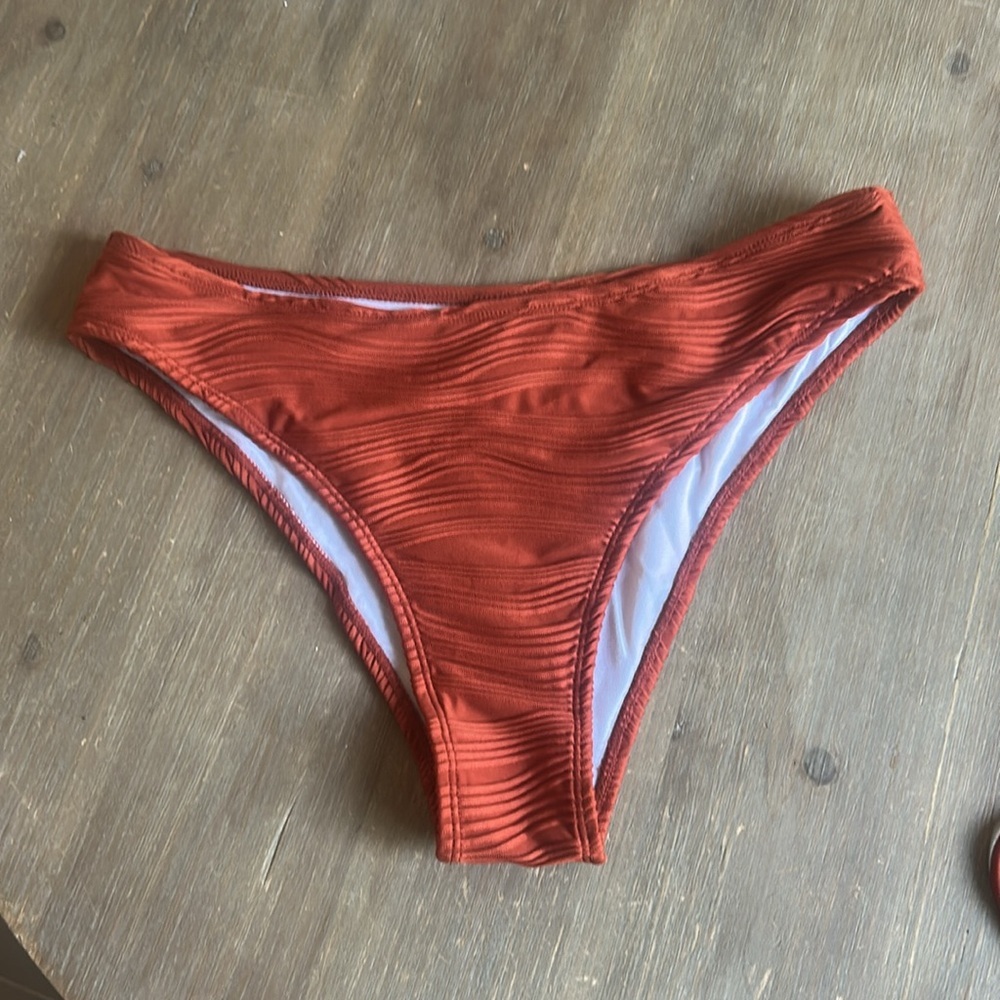 ZAFUL Bandeau Ribbed Lace Up Wave Hi Cut Bikini Size M New with Tags - Picture 5 of 14